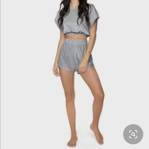 Herbert Twins x PQ swim cover silver shorts and top lounge set XS/Small BNWT